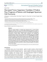 Decreased tumor suppressor candidate 3 predicts poor prognosis of patients with esophageal squamous cell carcinoma