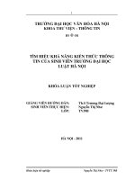 Tóm tắt Khóa luận tốt nghiệp khoa Thư viện - thông tin: Tìm hiểu khả năng kiến thức thông tin của sinh viên Trường Đại học Luật Hà Nội