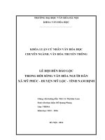 Tóm tắt Khóa luận tốt nghiệp khoa Văn hóa học: Lễ hội đền Bảo Lộc trong đời sống văn hóa người dân xã Mỹ Phúc - huyện Mỹ Lộc - tỉnh Nam Định