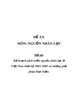 Đề án: Kế hoạch phát triển nguồn nhân lực ở Việt Nam thời kỳ 2001-2005 và những giải pháp thực hiện