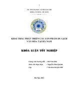Tóm tắt Khóa luận tốt nghiệp khoa Văn hóa du lịch: Khai thác phát triển các sản phẩm du lịch văn hóa tại Hà Nam