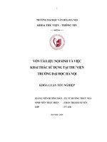 Tóm tắt Khóa luận tốt nghiệp khoa Thư viện - Thông tin: Vốn tài liệu nội sinh và việc khai thác sử dụng tại Thư viện Trường Đại học Hà Nội