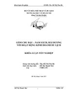 Tóm tắt Khóa luận tốt nghiệp khoa Văn hóa du lịch: Gốm Chu Đậu – Nam Sách, Hải Dương với hoạt động kinh doanh du lịch