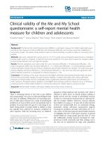 Clinical validity of the Me and My School questionnaire: A self-report mental health measure for children and adolescents