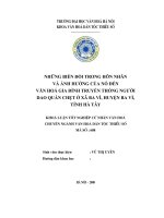 Tóm tắt Khóa luận tốt nghiệp khoa Văn hóa dân tộc thiểu số: Những biến đổi trong hôn nhân và những ảnh hưởng của nó đến văn hóa gia đình truyền thống người Dao Quần Chẹt ở xã Ba Vì, huyện