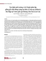 Xác định môi trường và kỹ thuật phân lập giống gốc nấm Đông trùng hạ thảo (Cordyceps militaris) thu thập tại Vườn quốc gia Hoàng Liên Sơn (Lào Cai)