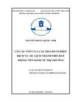 Cơ cấu vốn của các doanh nghiệp dịch vụ du lịch thành phố huế trong nền kinh tế thị trường 