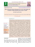 Effect of integrated nutrient management on growth, yield, quality and economics of fodder sugar beet (Beta vulgaris) varieties