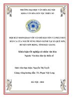 Tóm tắt Khóa luận tốt nghiệp khoa Văn hóa dân tộc thiểu số: Soonghao của người Nùng Phàn Slình tại xã Quế Sơn, huyện Sơn Động, tỉnh Bắc Giang