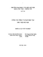 Tóm tắt Khóa luận tốt nghiệp khoa Thư viện - Thông tin: Công tác phục vụ bạn đọc tại thư viện Hà Nội