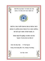 Tóm tắt Khóa luận tốt nghiệp khoa Văn hóa dân tộc thiểu số: Những thay đổi trong hoạt động mưu sinh của đồng bào Thái ở xã Châu Hồng, huyện Quỳ Hợp, tỉnh Nghệ An