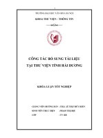 Tóm tắt Khóa luận tốt nghiệp khoa Thư viện - Thông tin: Công tác bổ sung tài liệu tại Thư viện tỉnh Hải Dương