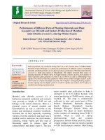 Performance of different parts of planting materials and plant geometry on oil yield and suckers production of Mentholmint (Mentha arvensis L.) during winter season