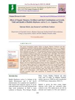 Effect of organic manures, fertilizers and their combinations on growth, yield and quality of radish (Raphanus sativus L.) cv. Japanese white