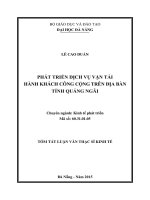 Tóm tắt Luận văn Thạc sĩ Kinh tế: Phát triển dịch vụ vận tải hành khách công cộng trên địa bàn tỉnh Quảng Ngãi