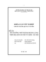 Tóm tắt Khóa luận tốt nghiệp khoa Bảo tàng học: Tín ngưỡng thờ thành hoàng làng trên địa bàn huyện Từ Liêm- Hà Nội