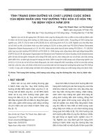 Tình trạng dinh dưỡng và chất lượng cuộc sống của bệnh nhân ung thư đường tiêu hóa có hóa trị tại Bệnh viện K năm 2018