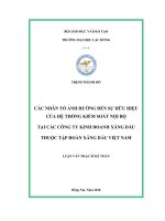 Các nhân tố ảnh hưởng đến sự hữu hiệu của hệ thống kiểm soát nội bộ tại các công ty kinh doanh xăng dầu thuộc Tập đoàn Xăng dầu Việt Nam: luận văn thạc sĩ kế toán