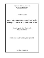 Tóm tắt Luận văn Thạc sĩ Kinh tế: Phát triển Doanh nghiệp tư nhân ở thị xã Gia Nghĩa, tỉnh Đắk Nông