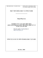 Tóm tắt Luận án Tiến sỹ Khoa học vật liệu: Nghiên cứu vật liệu biến hóa (metamaterials) hấp thụ sóng điện từ ở vùng tần số THz