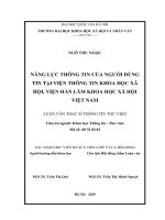 Năng lực thông tin của người dùng tin tại viện thông tin khoa học xã hội việt nam, viện hàn lâm khoa học xã hội việt nam 