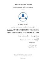 Đề cương chi tiết Phương pháp nghiên cứu khoa học: Mở rộng thị trường thanh long Việt Nam sang Châu Âu giai đoạn 2011-2020