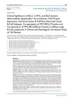 Clinical significance of BCL2, C-MYC, and BCL6 genetic abnormalities, epstein barr virus infection, CD5 protein expression, germinal center B cell non germinal center B cell subtypes, Co-exp