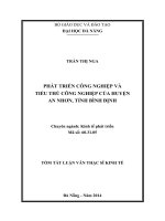 trung Tóm tắt Luận văn Thạc sĩ Kinh tế: Phát triển công nghiệp và tiểu thủ công nghiệp của huyện An Nhơn, tỉnh Bình Đinh