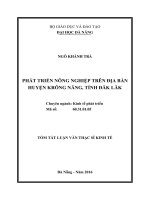 Tóm tắt Luận văn Thạc sĩ Kinh tế: Phát triển nông nghiệp trên địa bàn huyện Krông Năng, tỉnh Đăk Lăk