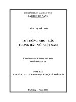 Tóm tắt Luận văn Thạc sĩ Khoa học xã hội và nhân văn: Tư tưởng Nho - Lão trong hát nói Việt Nam