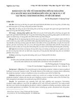 Khảo sát các yếu tố ảnh hưởng đến sự hài lòng của người nhà người bệnh đối với các dịch vụ y tế tại Trung tâm Dinh dưỡng tp Hồ Chí Minh