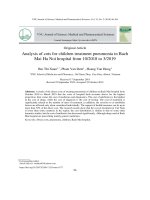 Phân tích chi phí điều trị viêm phổi ở trẻ em tại bệnh viện Bạch Mai Hà Nội từ tháng 10/2018 đến tháng 3/2019