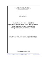 Quản lý hoạt động bồi dưỡng học sinh giỏi các môn khoa học tự nhiên ở trường Trung học Phổ thông huyện Đồng Hỷ, tỉnh Thái Nguyên (Luận văn thạc sĩ)
