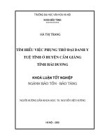 Tóm tắt Khóa luận tốt nghiệp khoa Bảo tàng học: Tìm hiểu việc phụng thờ Đại danh Y Tuệ Tĩnh tại huyện Cẩm Giàng, tỉnh Hải Dương