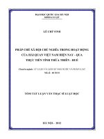 Pháp chế xã hội chủ nghĩa trong hoạt động của hải quan việt nam hiện nay   qua thực tiễn tỉnh thừa thiên   huế 