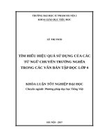 Tìm hiểu hiệu quả sử dụng của các từ ngữ chuyển trường nghĩa trong các văn bản tập đọc lớp 4 (2017) 