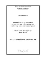 Tóm tắt Luận văn Thạc sĩ Giáo dục học: Biện pháp quản lý hoạt động tự học của học viên tại Học viện Chính trị Hành chính khu vực III
