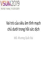 Bài giảng Vai trò của siêu âm tĩnh mạch chủ dưới trong hồi sức dịch - MD. Khương Quốc Đại