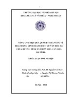 Tóm tắt Khóa luận tốt nghiệp khoa Bảo tàng học:  Nâng cao hiệu quả quản lý Nhà nước về hoạt động kinh doanh dịch vụ văn hóa tại chùa Hương Tích