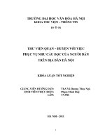 Tóm tắt Khóa luận tốt nghiệp khoa Thư viện - Thông tin: Thư viện Quận – Huyện với việc phục vụ nhu cầu đọc của người dân trên địa bàn Hà Nội
