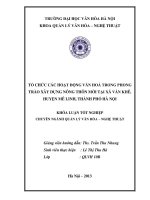 Tóm tắt Khóa luận tốt nghiệp khoa Quản lý văn hóa: Tổ chức các hoạt động văn hoá trong phong trào xây dựng nông thôn mới tại xã Văn Khuê, huyện Mê Linh, thành phố Hà Nội