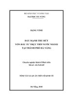 Tóm tắt luận án Tiến sĩ Kinh tế: Đẩy mạnh thu hút vốn đầu tư trực tiếp nước ngoài tại thành phố Đà Nẵng