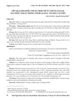 Kết quả sớm phẫu thuật triệt để tứ chứng Fallot sau phẫu thuật thông nối Blalock – Taussig cải tiến