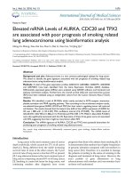 Elevated mRNA levels of AURKA, CDC20 and TPX2 are associated with poor prognosis of smoking related lung adenocarcinoma using bioinformatics analysis