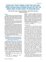 Khảo sát thực trạng tuân thủ các quy trình phòng ngừa nhiễm khuẩn vết mổ tại Bệnh viện Tai Mũi Họng tp.HCM năm 2018