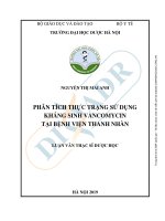 Luận văn Thạc sĩ Dược học: Phân tích thực trạng sử dụng kháng sinh Vancomycin tại Bệnh viện Thanh Nhàn