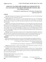 Khảo sát tác động điều trị rối loạn lipid huyết cấp của cao nước từ bài thuốc phối hợp một số dược liệu của tỉnh An Giang