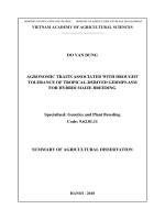 Summary of agricultural dissertation: Agronomic traits associated with drought tolerance of tropical-derived germplasm for hybrid maize breeding