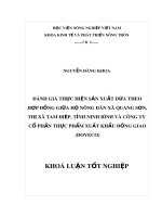 Khóa luận tốt nghiệp: Đánh giá thực hiện sản xuất dứa theo hợp đồng giữa hộ nông dân xã Quang Sơn, thị xã Tam Điệp, tỉnh Ninh Bình và Công ty Cổ phần Thực phẩm Xuất khẩu Đồng Giao (DOVECO)