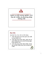 Bài giảng Quản lý chất lượng nghiên cứu: Sai số, nhiễu và phương pháp khống chế